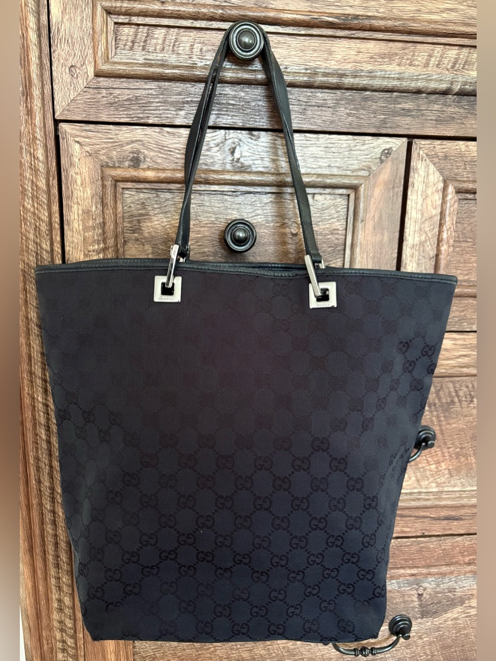 Gucci Black GG Monogram Canvas Tote